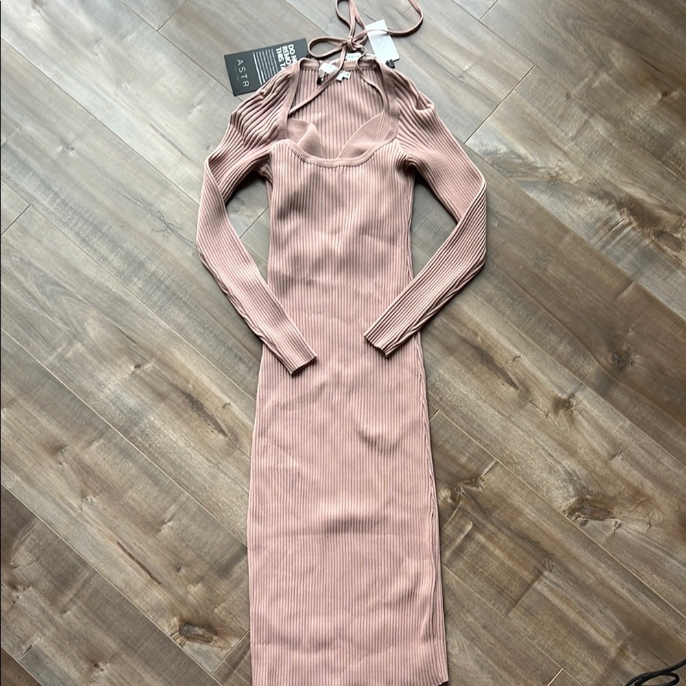 Astr Pink Long Sleeve Bodycon Dress
